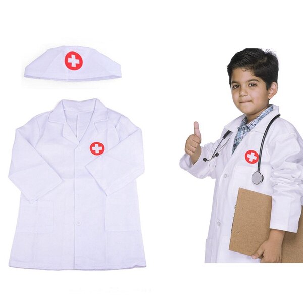Barn läkare rollspel kostym utklädningsset doktor labbrock kit cosplay för småbarn skrubb extra verktyg
