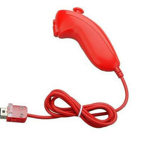 Mando a distancia con Sensor de movimiento rojo + conjunto Nunchuck con cable para consola Nintendo Wii