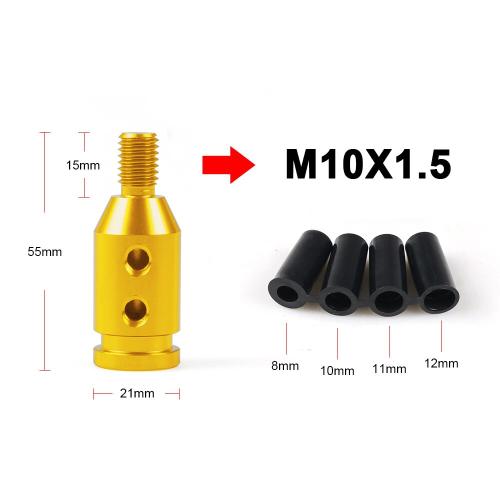 Adaptador Universal de pomo de cambio de marchas Manual para coche, palanca de cambios sin rosca, aleación de aluminio, rosca M10x1.5/M12x1.25:  Gold-10x1.5
