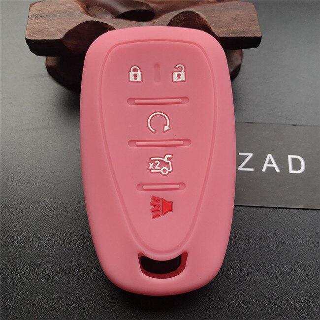 ZAD Silicone Car Key Cover Case For Chevrolet Cruze Malibu XL Camaro 5 button Smart Remote Key Case Jacket FOB: Pink