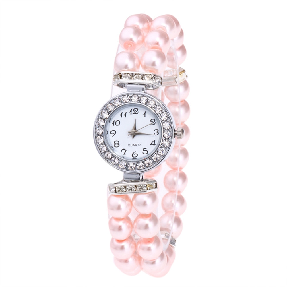 Dameshorloge met imitatieparelband, strass, kleine wijzerplaat, armbandhorloge, quartz polshorloge, relogio feminino klok
