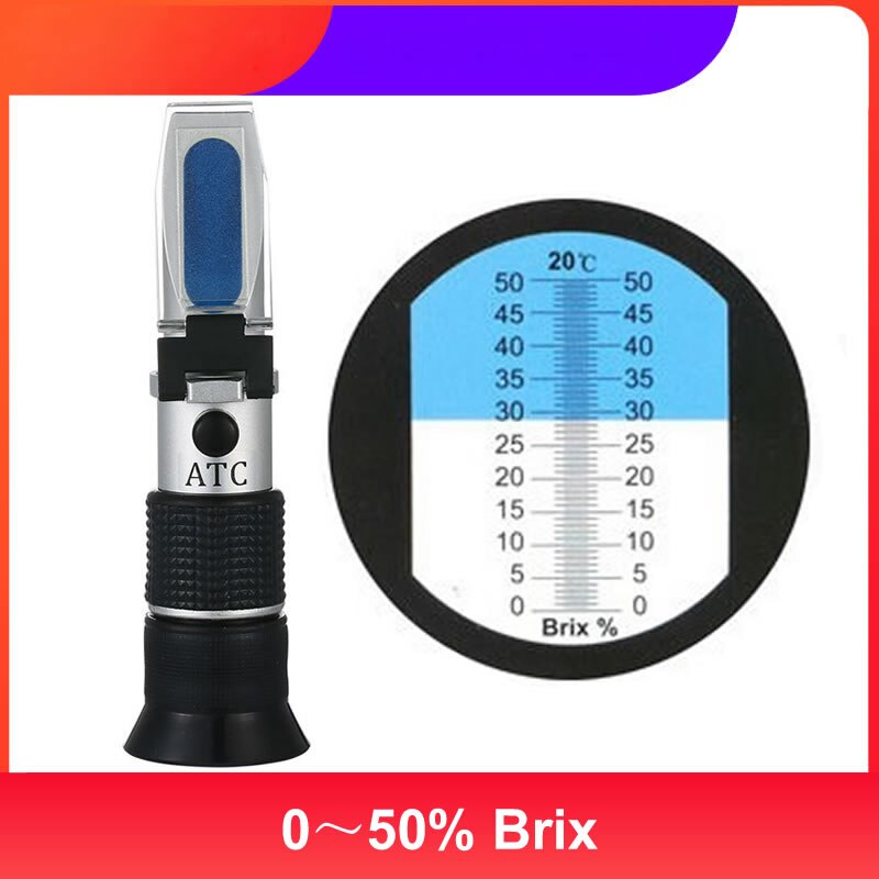 Réfractomètre portatif Brix, 28 ~ 32%, mesure de la Concentration de sucre, 45 ~ 62%, Brix mètre 0 ~ 82%, réfractomètre ATC, directe: 0-50 Brix