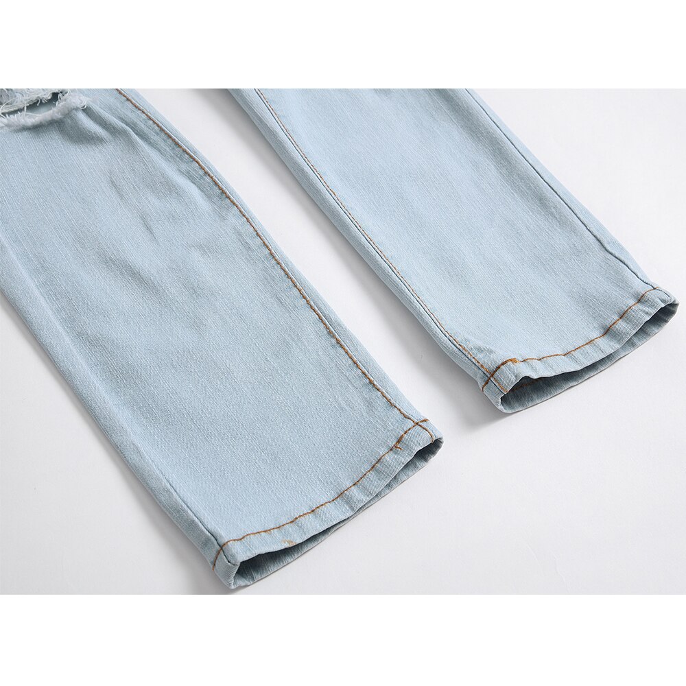 VOMINT Men Ripped Jeans Pants With Big Holes Slim Fit Stretchy Distressed Denim Trousers Plus Size 29-42