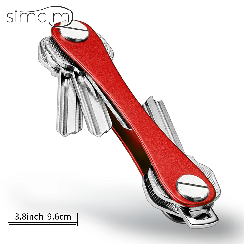 Llavero inteligente para hombre, Cartera de Metal, caja compacta de almacenamiento con Clip, organizador de llaves para coche Clip de llave de metal Caja de almacenamiento de llaves de aleación de aluminio: Plata oscura