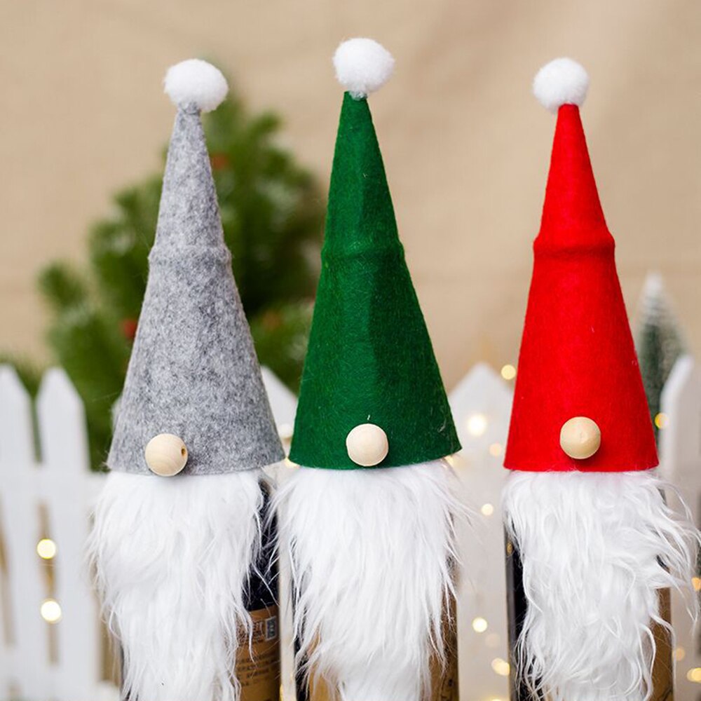 1pc Santa Claus Doll Wine Bottle Set Decoration Xmas Bottle Cap Xmas Decor Ornaments Christmas Wool Christmas Wine Bottle Cover