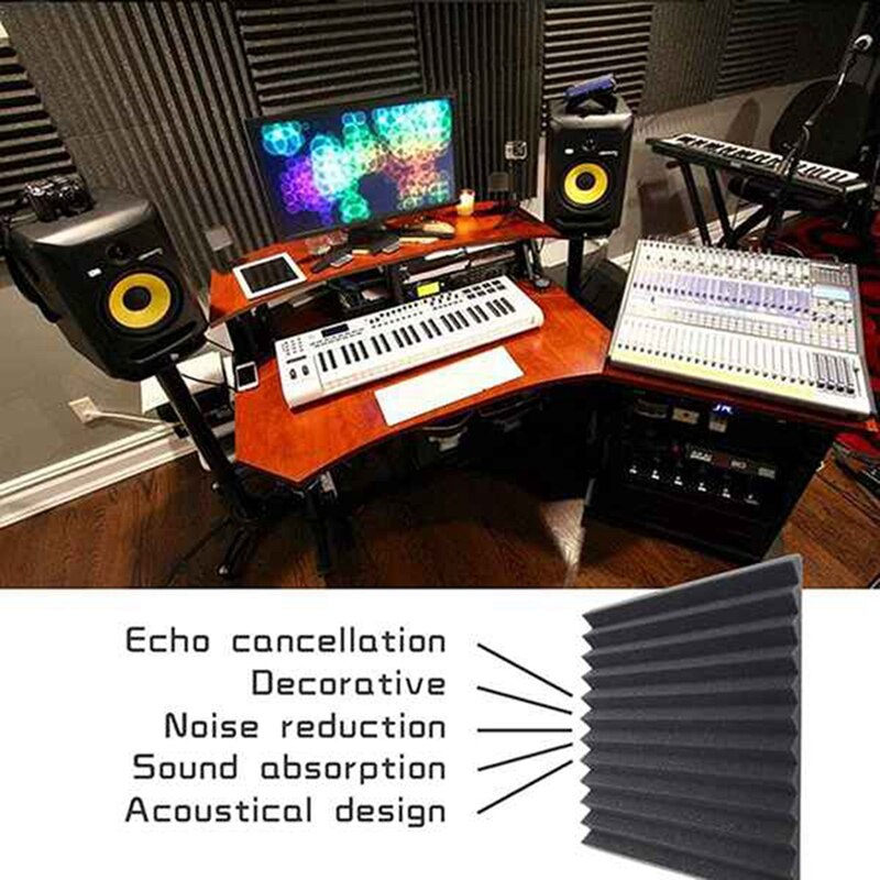 48 Pcs Sound Insulation Board Acoustic Panel Studio Foam Wedge Fireproof Soundproof Cushion Wall Board,2.5 x 30 x 30cm