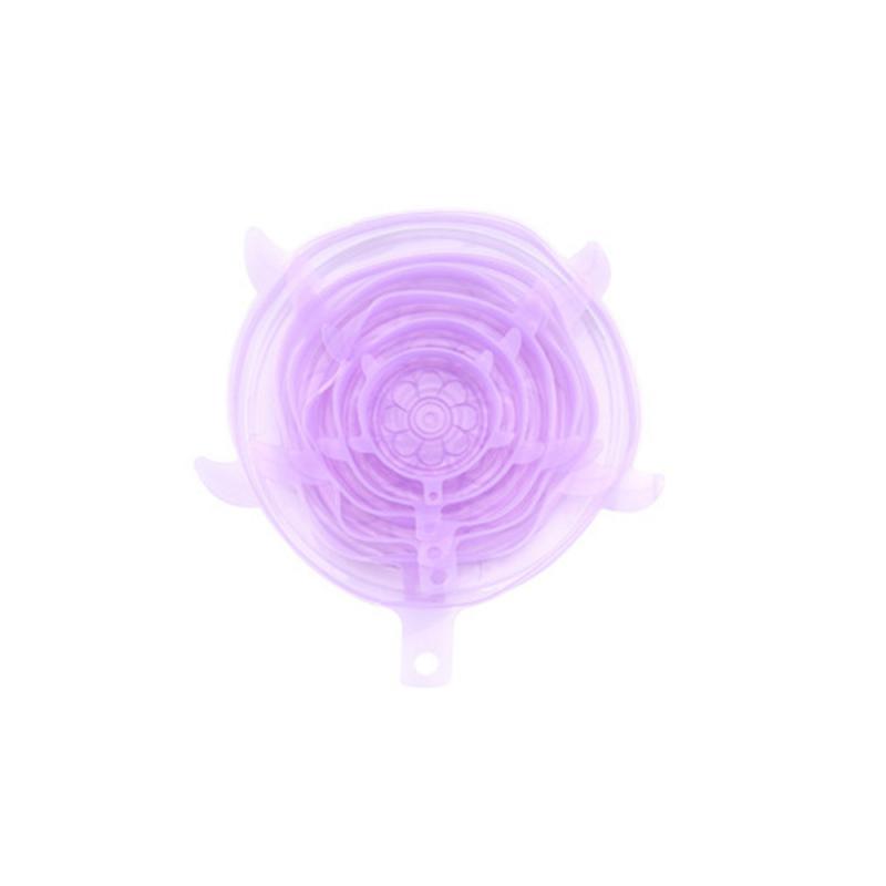 6/1 pcs Home Silicone Stretch Lids Universal Silicone Food Wrap Bowl Pot Lid Silicone Cover Pan Cooking Kitchen Accessories: B 6pcs Purple