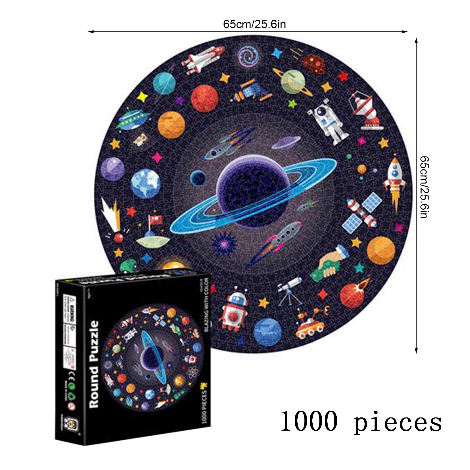 1000 Pieces 3D Puzzle Board Games Animal Lion Round Paper Jigsaw Puzzle Toys For Adults Kids Toys For Children Wall Decor: space