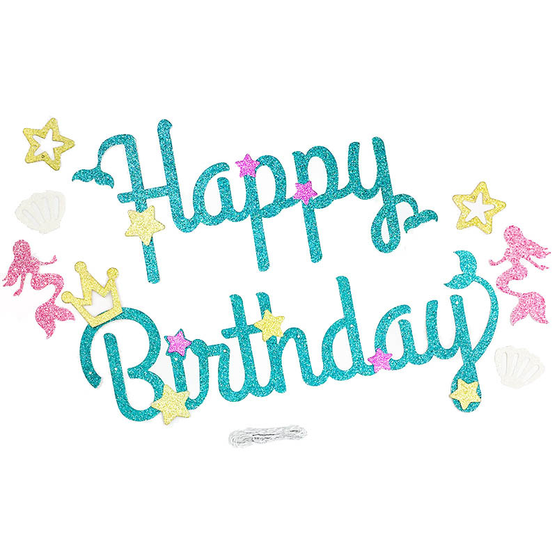 Glitter Mermaid Theme Banner Balloon Decorations Happy Birthday Birthday Mermaid Party Tiffany Blue Purple Banner Balloons