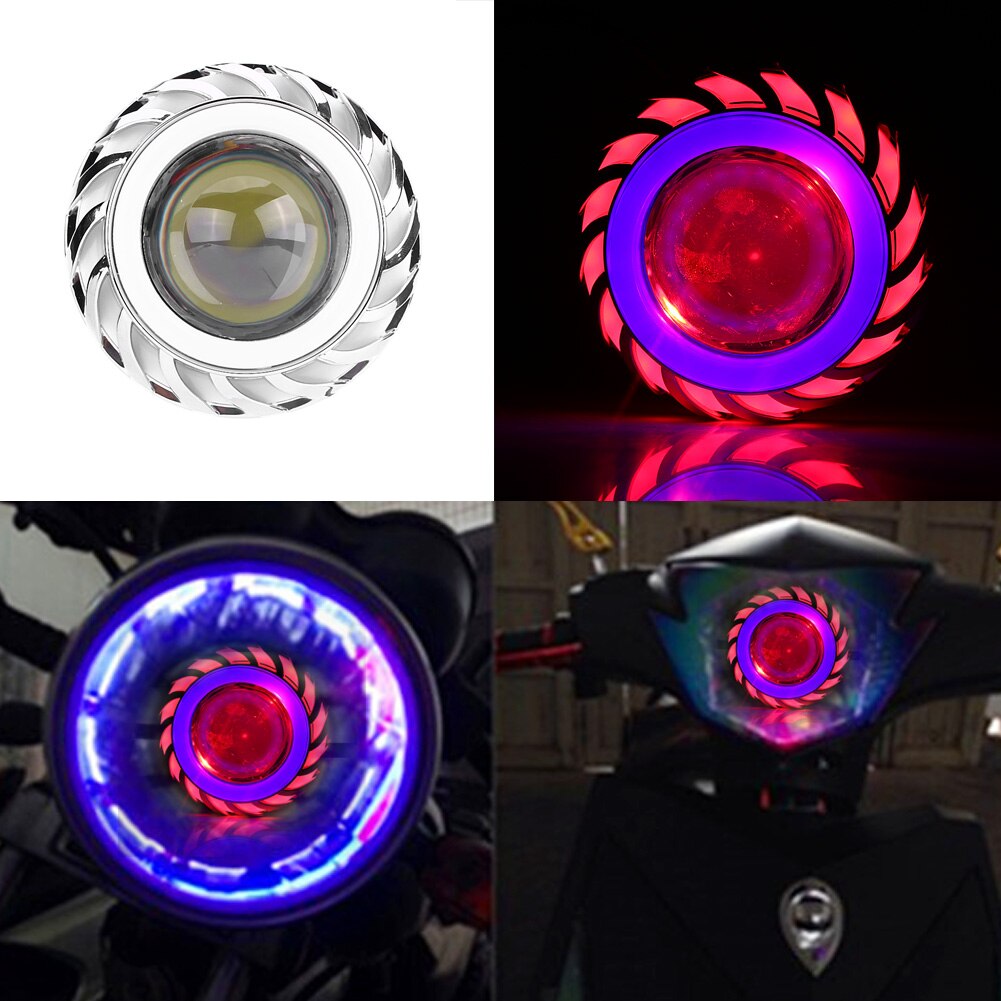 Motorcykel forlygte ledet projektor linse dobbelt halo angel devil eye spot lys motocicleta lys
