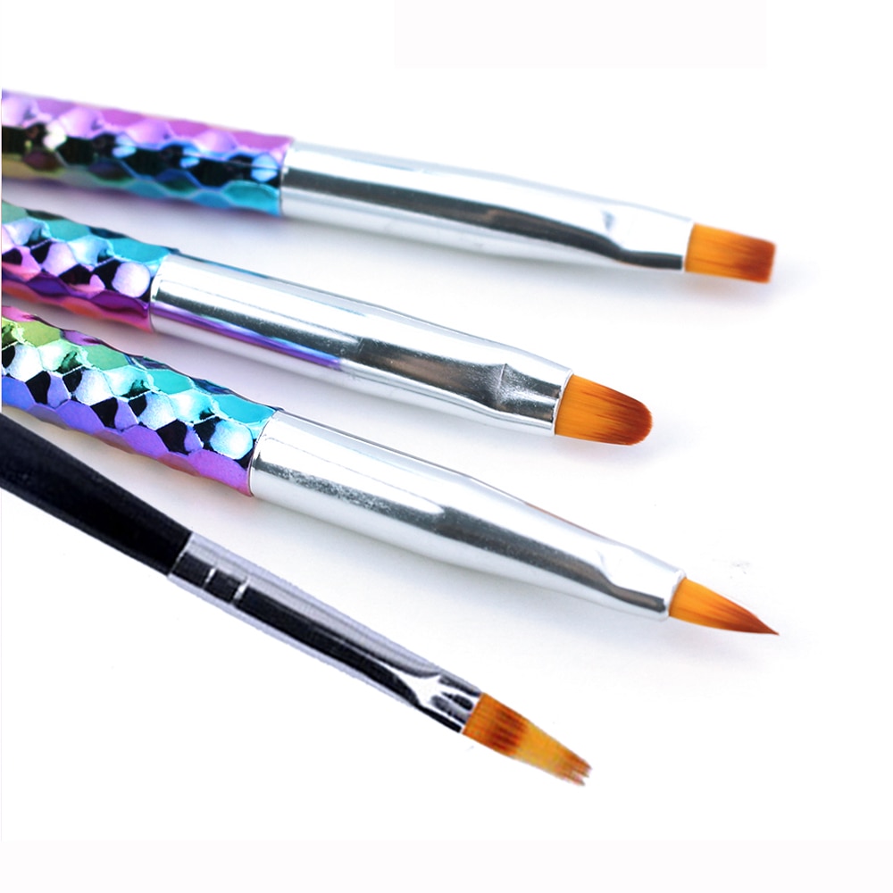 3 Stk/set Nail Borstels Voor Manicure Acryl Uv Gel Extension Pen Regenboog Voor Nagellak Schilderij Tekening Borstel Verf Gereedschap