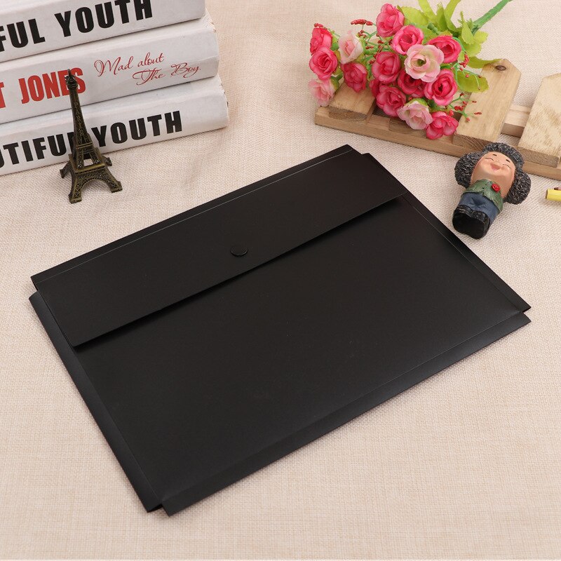 Large Capacity Black Frosted File Folders Waterproof A4 Desk Organizer Business Official Document Bag Conference Portfolio
