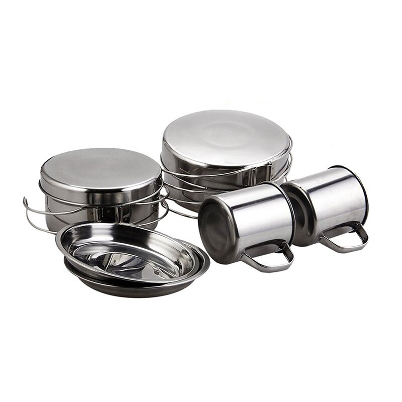 8Pcs/Set Backpacking Camping Cookware Hiking Cookware Set Lightweight Folding Picnic Camp Cooking Gear