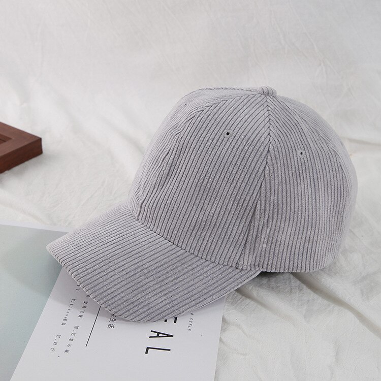 WJ625B Verstelbare Mannen Vrouwen Unisex Warme Herfst Effen Kleur Mode Corduroy Baseball Caps: GREY