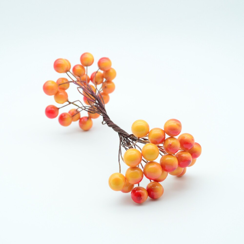 20 stk /40 hoved mini pe lille frugt skum pompon jule krans dekoration til hjemmet bryllup gør-det-selv år kunstige blomster: Orange