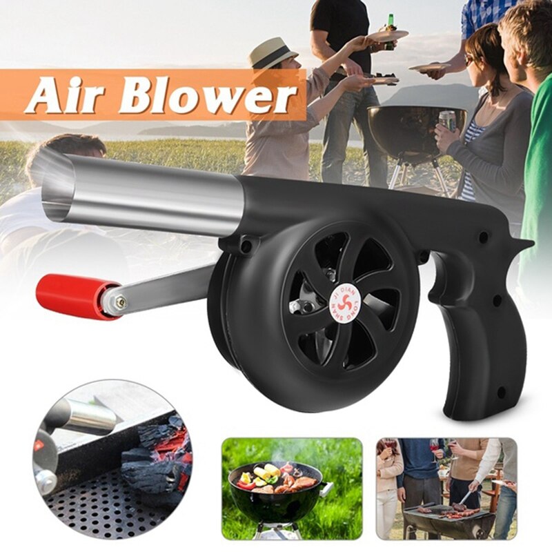 Outdoor Cooking BBQ Fan Air Blower For Barbecue Fire Bellows Hand Crank Tool for Picnic Camping stove accessories: Default Title