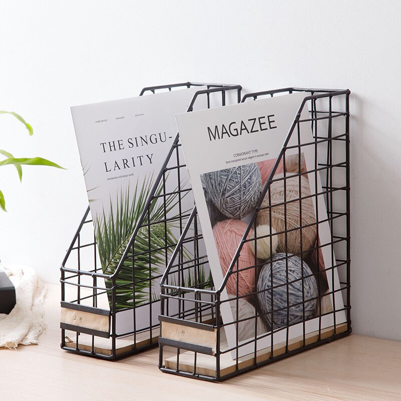 Paper Holder Office Metal Mesh Document Storage Basket Nordic Retro Magazine Rack Desk Organizer