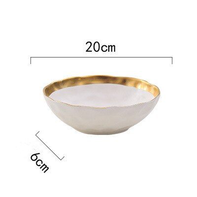 Ceramic Western Steak Plate Retro European Phnom Penh Breakfast Plates Household Restaurant Vegetables Salad Platter: White Bowl 7.5inch