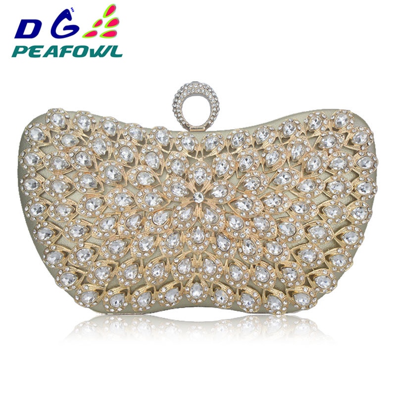 Metallic Blue Diamonds Beaded Flower handbags Girls Wedding Purses Evening Bags Ladies Day Clutches Party Bag