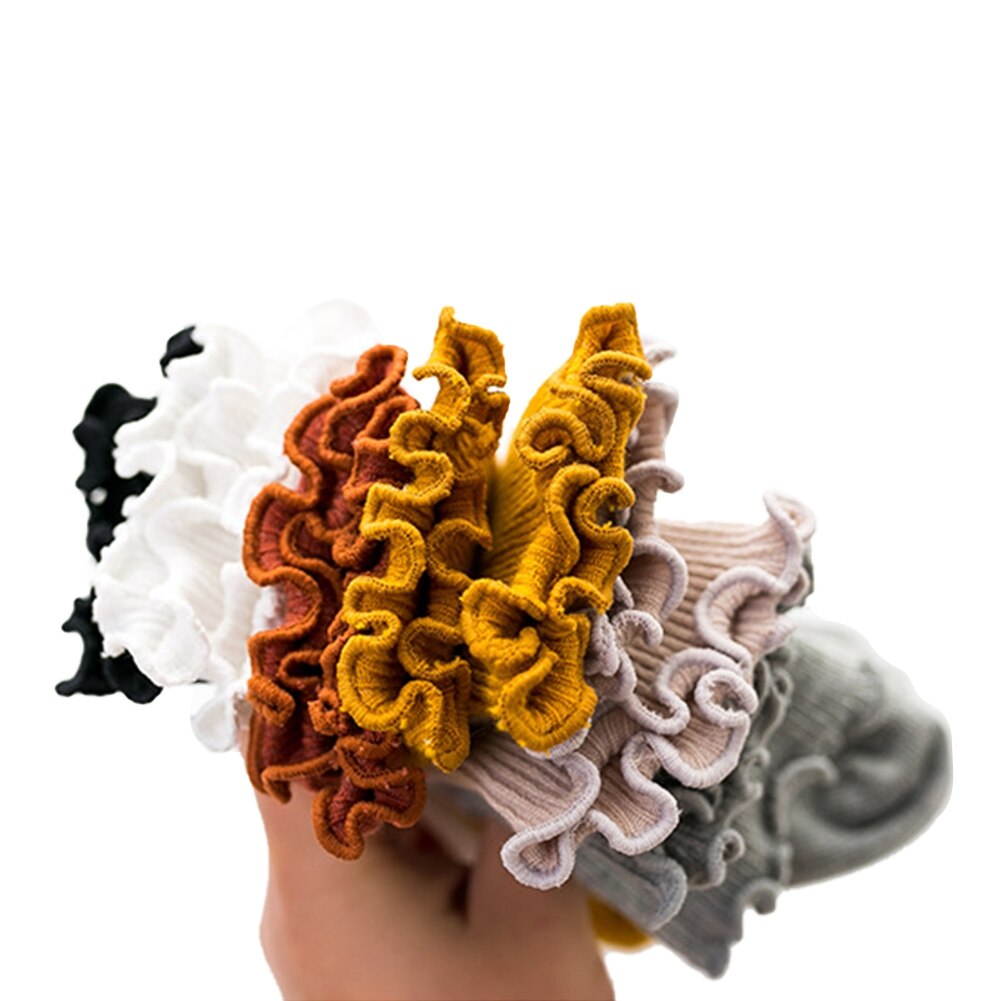 Baby Peuter Baby Katoenen Sokken, Warm Naadloze Effen Kleur Gebreide Ruffle Crew Sokken Voor Jongens Meisjes