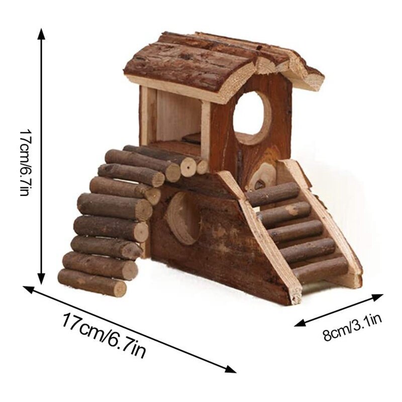 Hamster Wooden House Small Pets Hideout for Hamster Cage Hut Natural Wood Hut House Living House