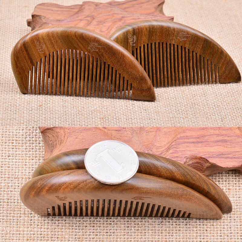 Peigne de Massage en bois de santal vert naturel en forme de cœur, 2 pièces, soulage la douleur, brosse, meilleur pour les amoureux
