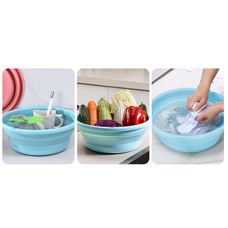 Large Size Portable Plastic Basin for Wash Car Clothes Vegetable Washing Folding Basins Home Kitchen Bath Foot Fold Basin Bucke