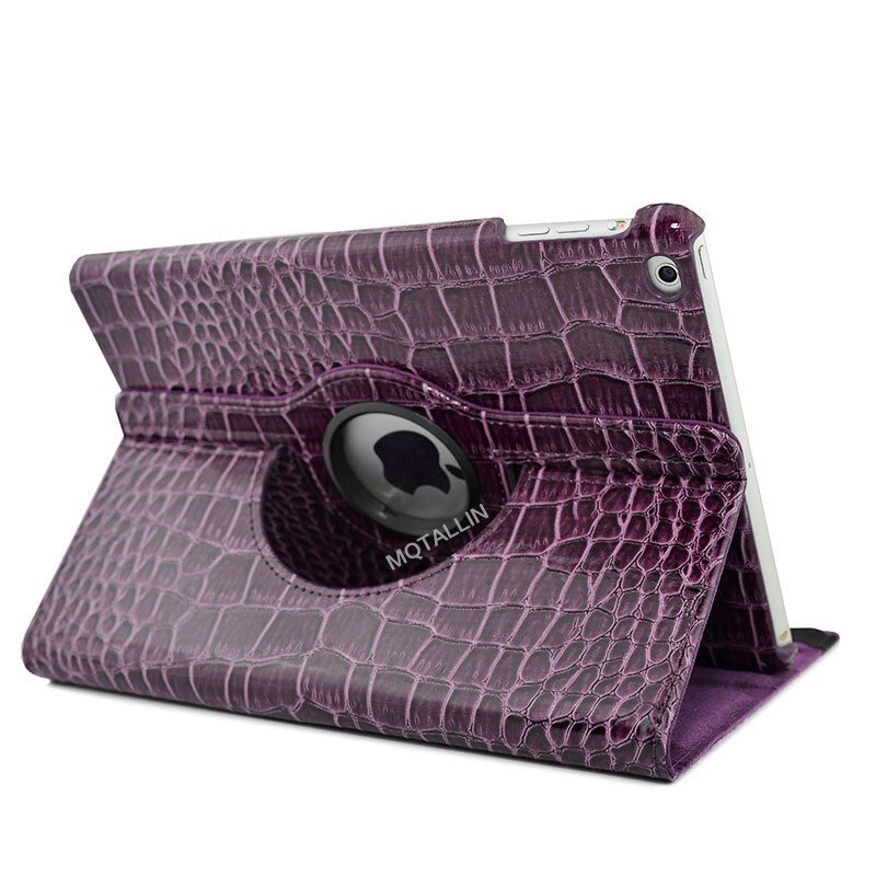 Funda con patrón de cocodrilo para iPad, cubierta de cuero abatible inteligente de grados para iPad Air 2 Air Generation, para el iPad 9,7 , 360: purple-EYW