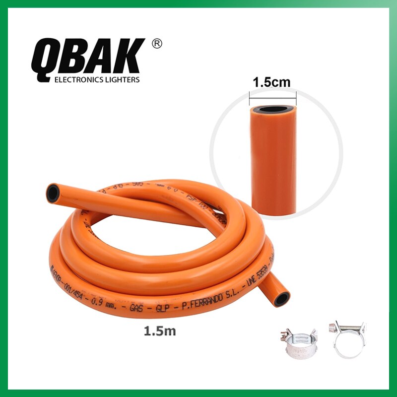 Tubo Manguera de Gas Butano 1.5M Flexible Ajustable Kit con 2 Abrazaderas Extensión Tubería de Goma Conector con Regulador Estufa Quemador Seguridad Grosor 15mm Herramienta Accesorio Cocina