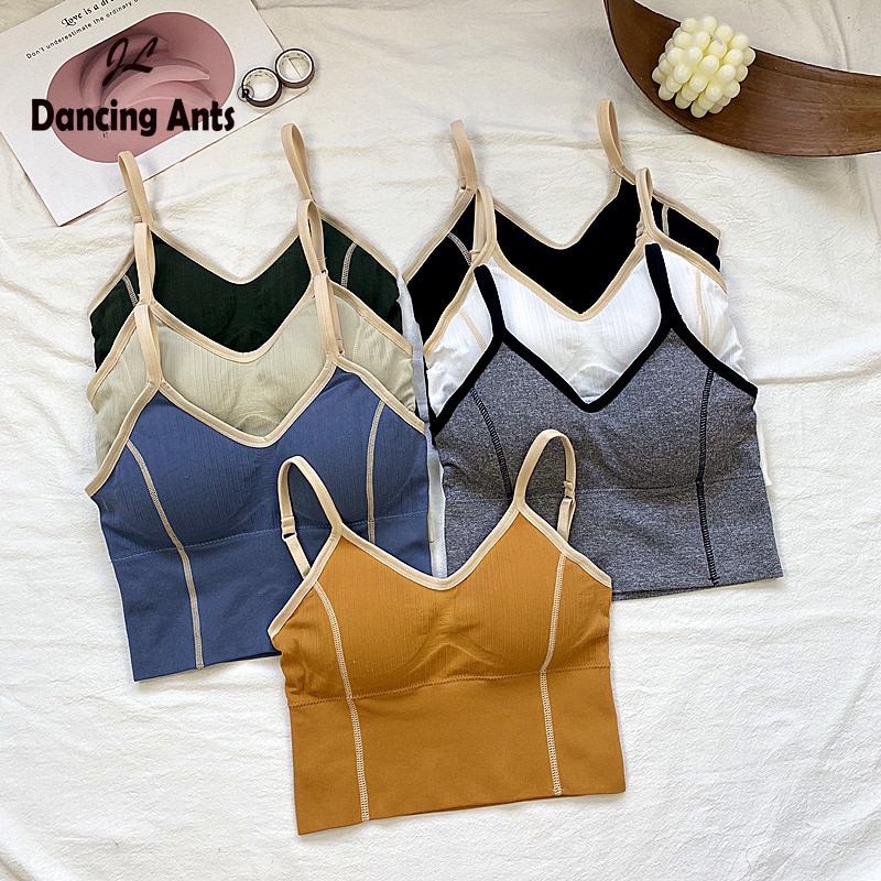 Camisole voor dames, camisole voor dames, v-hals, colorblock spaghettibandjes, vest voor dames, tanktops, crop top, franse chique dameskleding