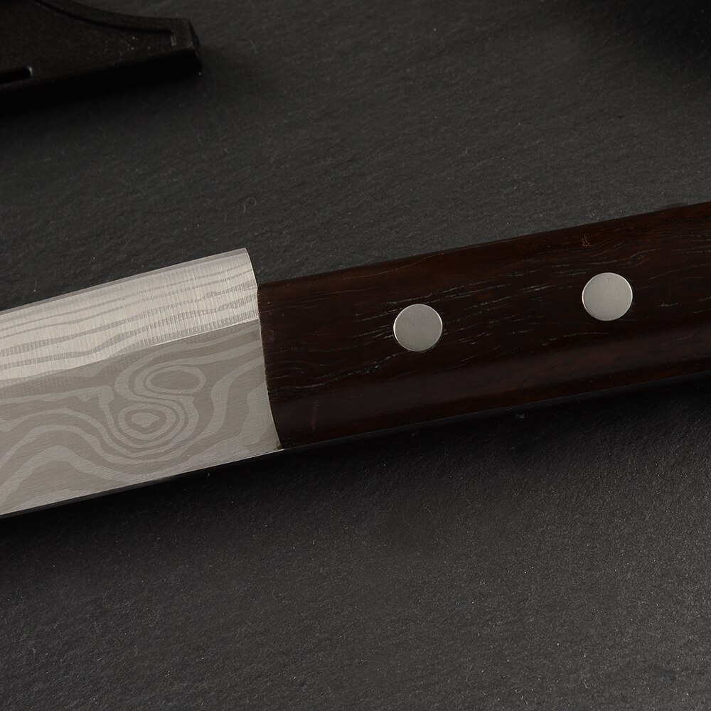 Damask 8 tommers blad sushi sashimi skjærekniv 7 cr 17 mov sylskarpt blad kokkekniver japansk restaurant beste kniv treskaft