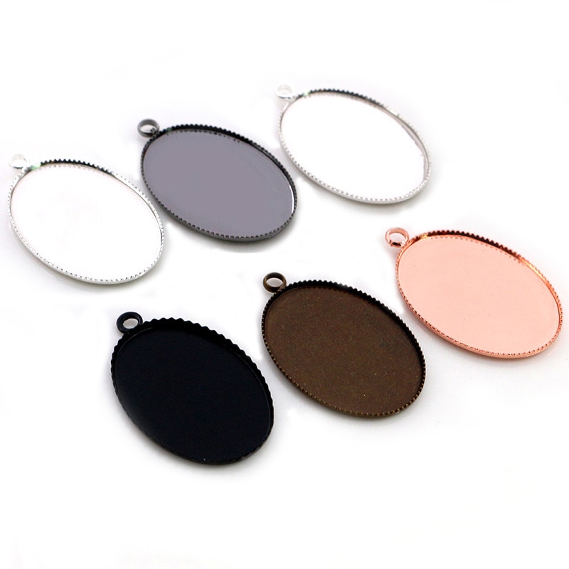 10 Pcs 18X25 Mm 6 Kleuren Plated Copper Oval Tand Cabochon Base Cameo Instellingen Cabochon Cameo base