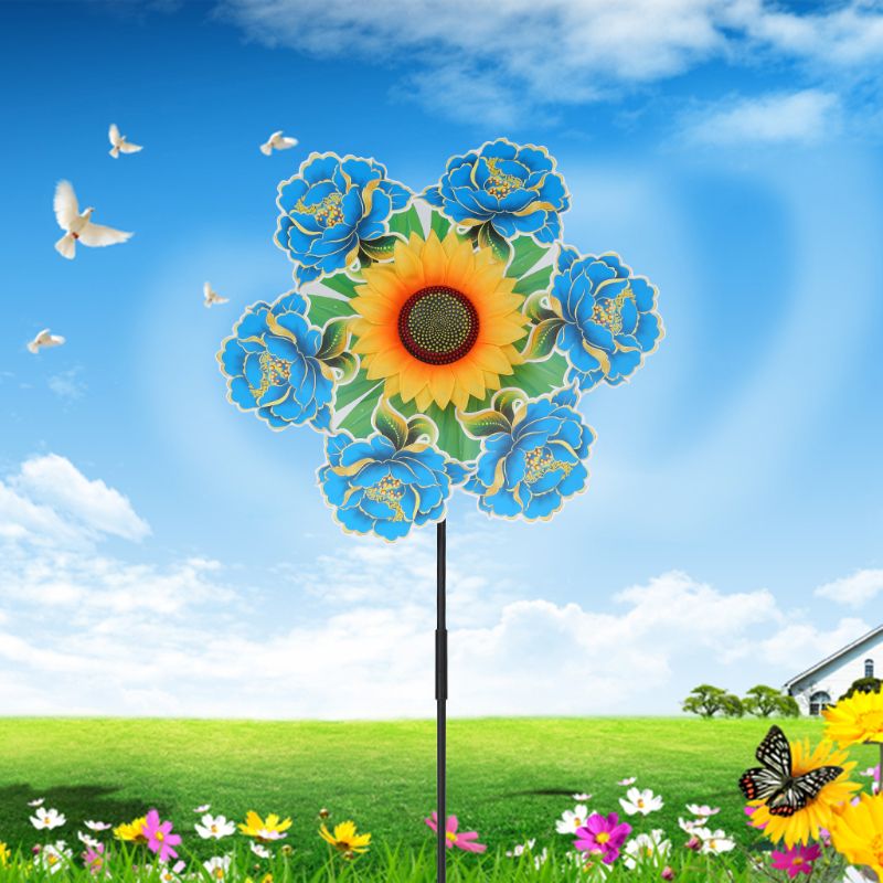 Molino de girasol Spinner de viento, juguetes de flores de colores, decoración de jardín, molinete, para niños, adornos para juegos al aire libre