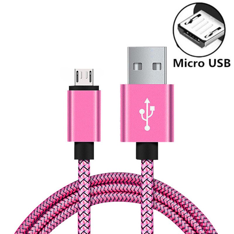 Câble Micro USB 2,4a pour recharge rapide et transfert de données, cordon de chargeur pour téléphone Huawei Y7P Y6P Y5P P Smart Honor 9A 9C 9S 8A 8S: Rose