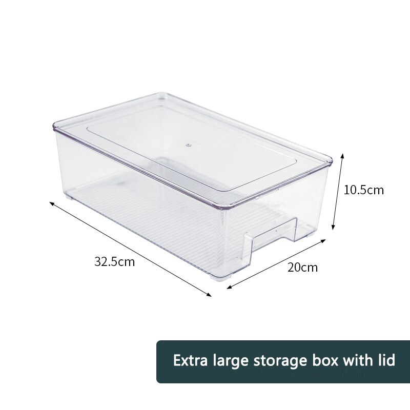 Plastic Transparent Refrigerator Organizer Storage Box Fridge Drawer Clear Refrigerator Container for Food Drinks Egg Storage: box with lid D