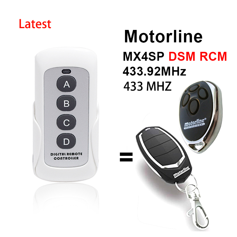 433Mhz Remote Control Code Grabber For Gate Wireless RF 4 Channel Electric For MOTORLINE MX4SP RCM DSM Garage Door Car Keychain
