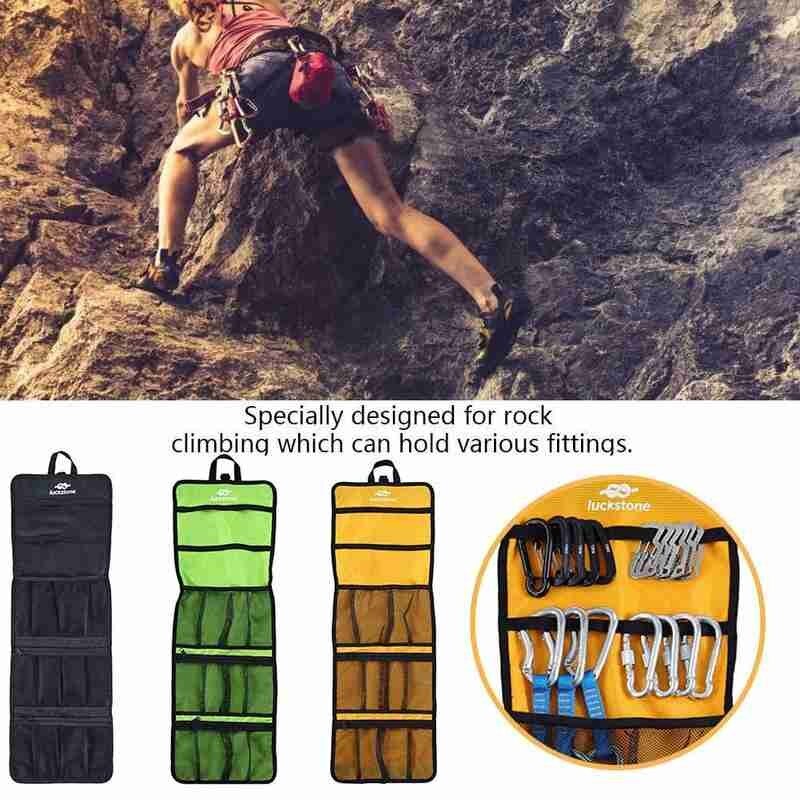 Rock Climbing Storage Bag Gear Equipment Organized Storage Bag Carabiner Organized Bag Partitions Hooks Holder Folding Rope Bag