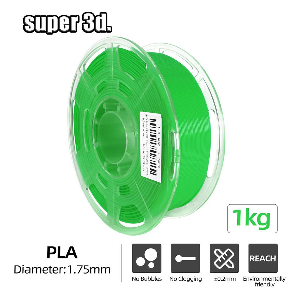 3D Printer Filament PLA/PLA+ 1KG 1.75mm Transparent Neat Spool 3D Plastic Printing Material high purity for 3D Printers/ Pens: Green