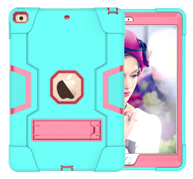 Heavy Armor Shochproof kids Silicone Cover case for iPad 10.2 7 7th Gen A2198 A2200 A2197 10.2" Tablet Funda Capa: Mint G  Rose