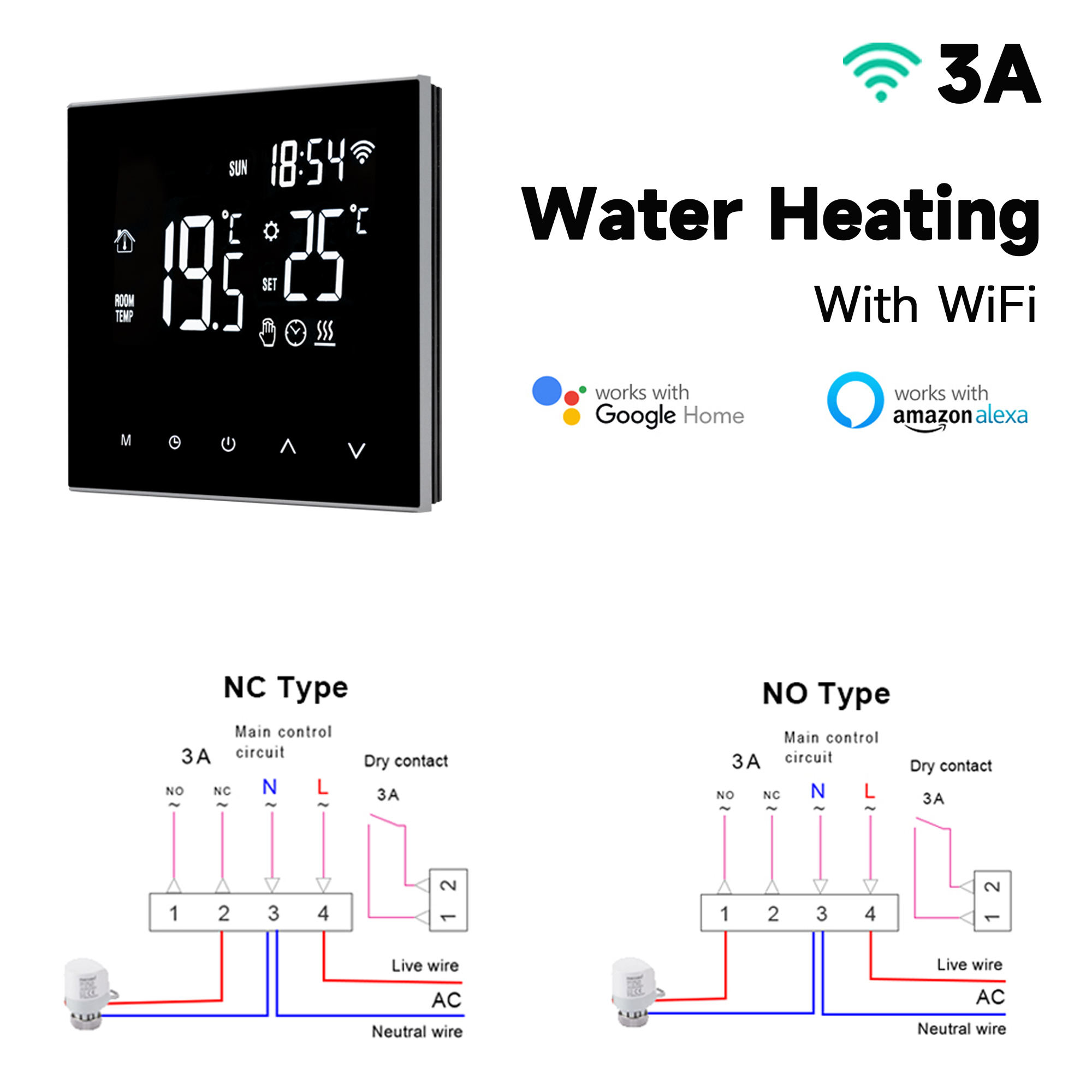 Tuya Wifi Slimme Thermostaat Lcd Touch Screen Voor Elektrische Vloerverwarming Water/Gas Boiler Temperatuur Afstandsbediening: WiFi Water Heating