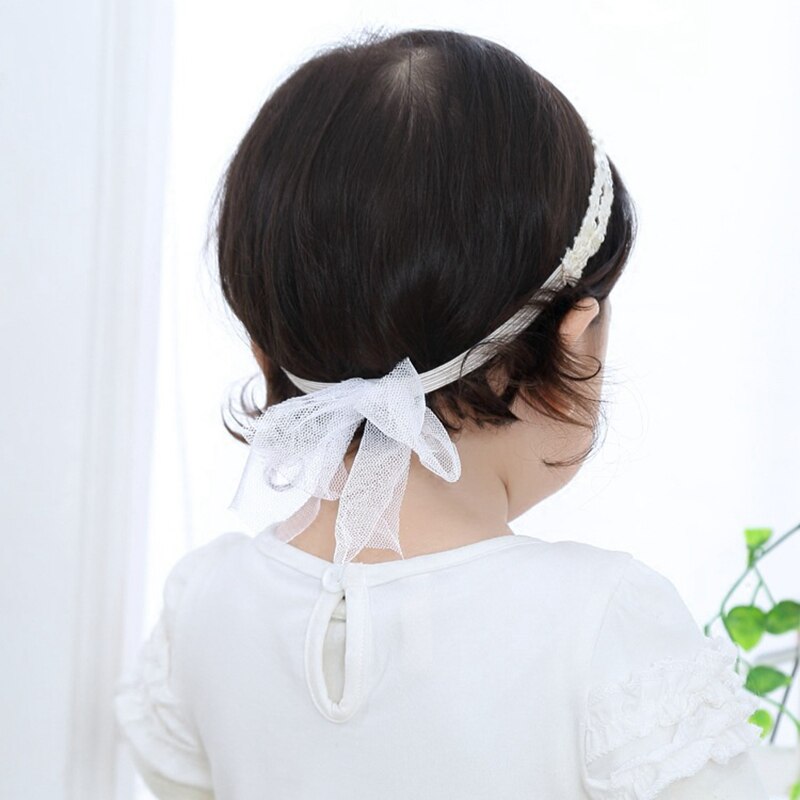 Baby Meisje Hoofdband Parel Kant Bloem Haarband Kind Retro Elastische Haaraccessoires Kid Verstelbare Tieback Hoofddeksels Photo Props