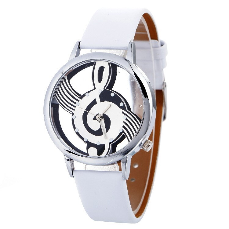 Zegarek Damski Beroemde Mannen Horloge Vrouwen Music Note Notation Horloges Roestvrij Staal Quartz Horloges: WHITE