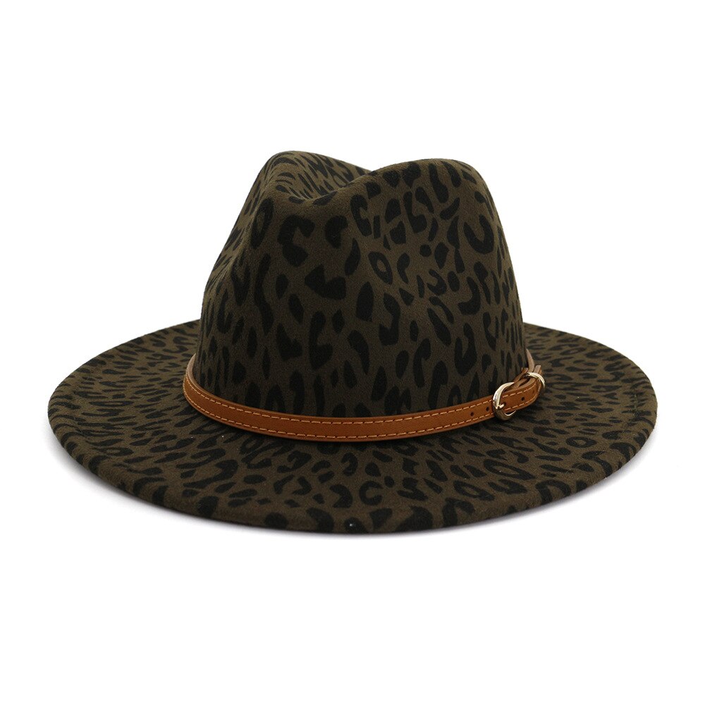 Leopard jazz hatte cowboy hat til kvinder og mænd vinter mænd kasket hvid sort uld bowler hat: 2