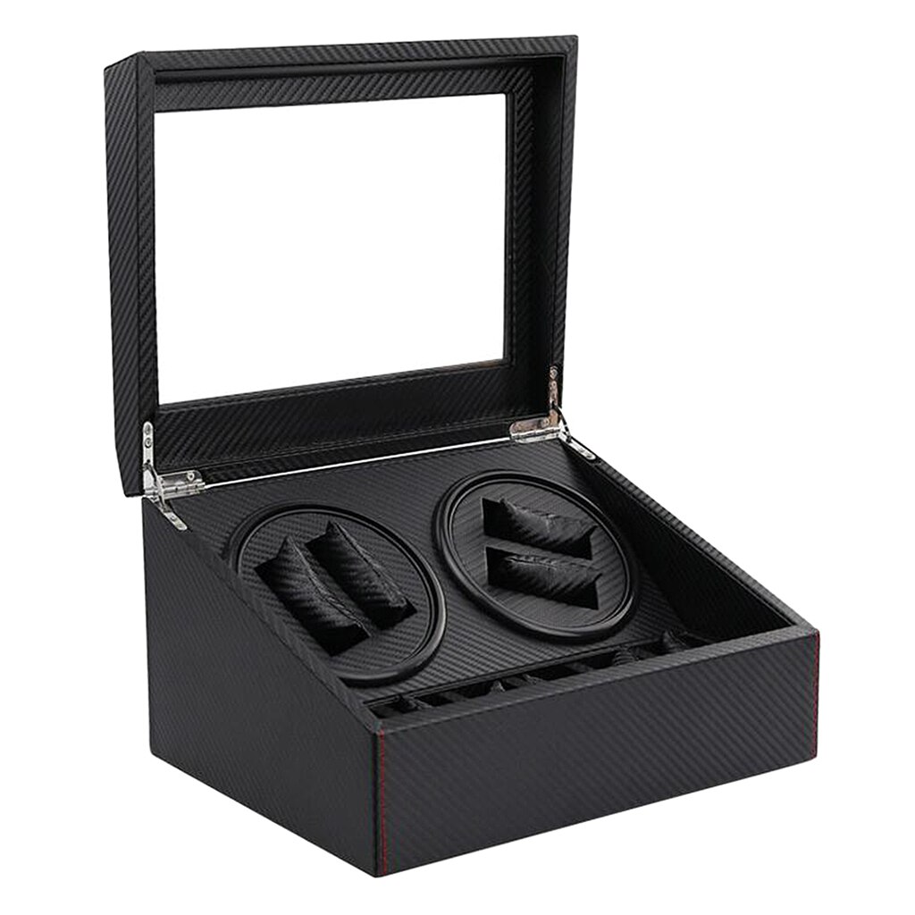 Black Carbon Fiber Storage Case Roterende Display 4 Winder 6 Slots Organisator