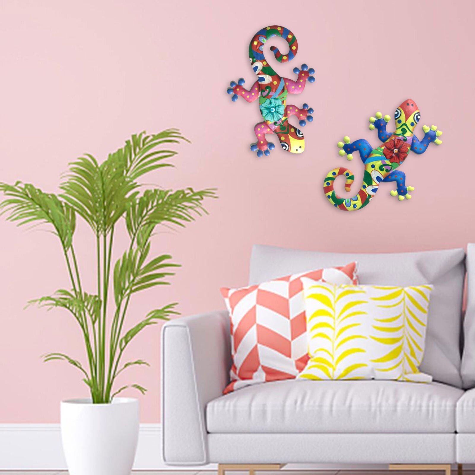 2 Stuks Metalen Gekko Muur Decor Gecko Art Craft Sculpturen Hagedis Voor Outdoor Achtertuin Veranda Gazon Hek Tuin Wanddecoratie