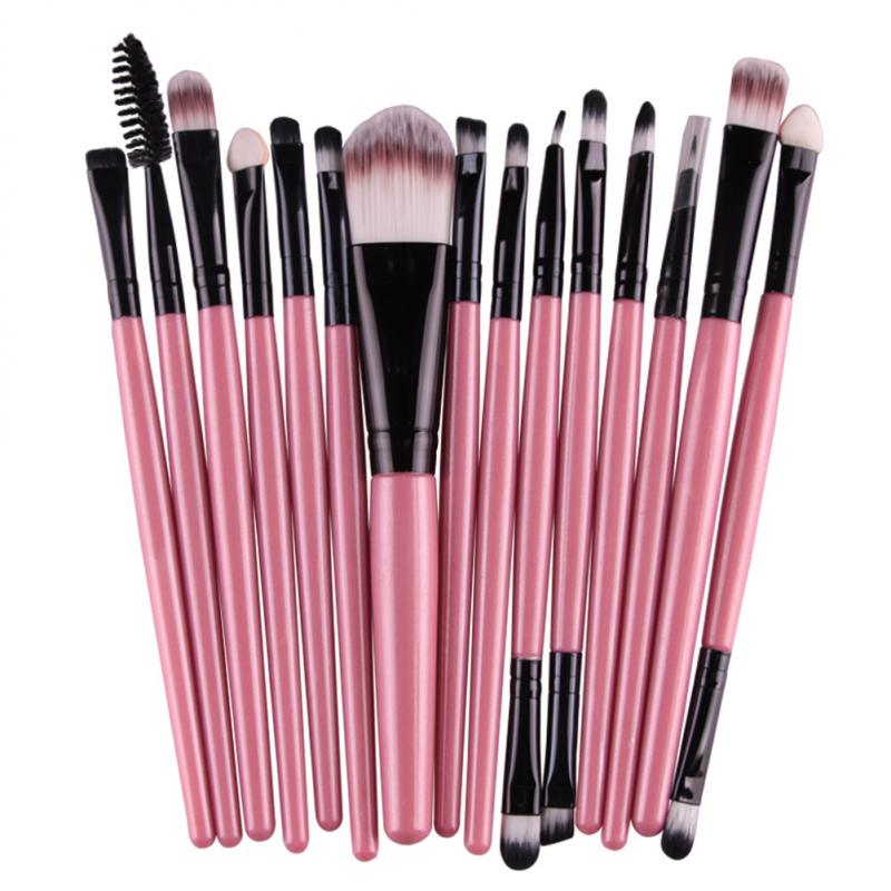 15pcs Portable Makeup Cosmetic Beauty Tools Eye Brush For Eyeshadow Eyebrow Multi-color Fiber Nylon Hair Plastic Handle: 15pcs8