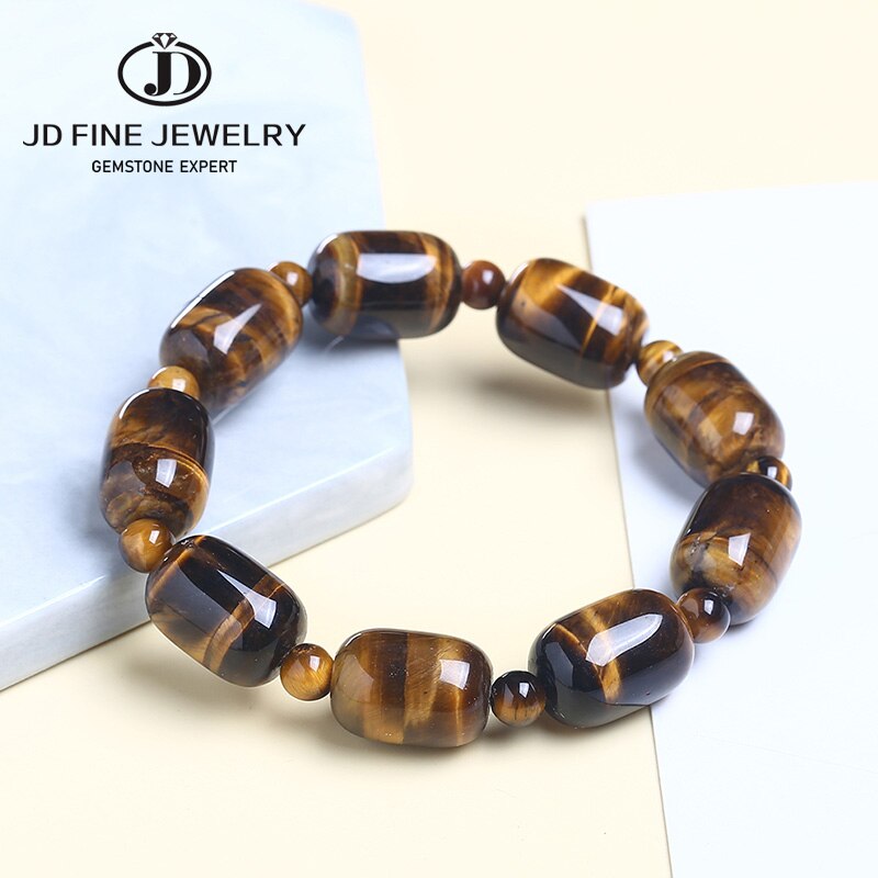 JD Barrel Shape occhi di tigre perline di pietra coppia bracciale uomo bracciali per donna Pulseras Moda Masculina Hombre uomo uomo gioielli: 10mm