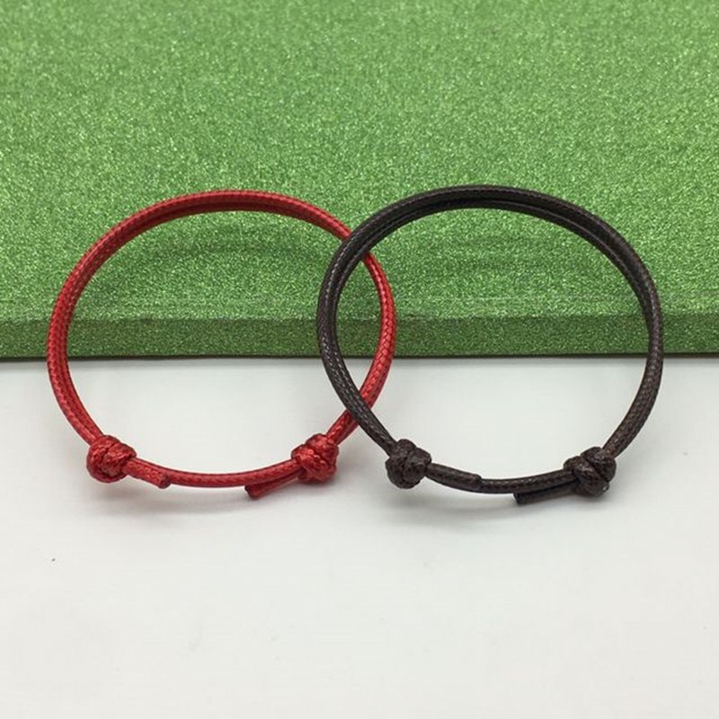 2 uds Simple ajorcas hechas a mano ajustable cuerda para las mujeres y los hombres tobilleras de pareja suerte cadena Cadena de tobillo pulsera Bohemia pulsera joyería de pie: Red Coffee