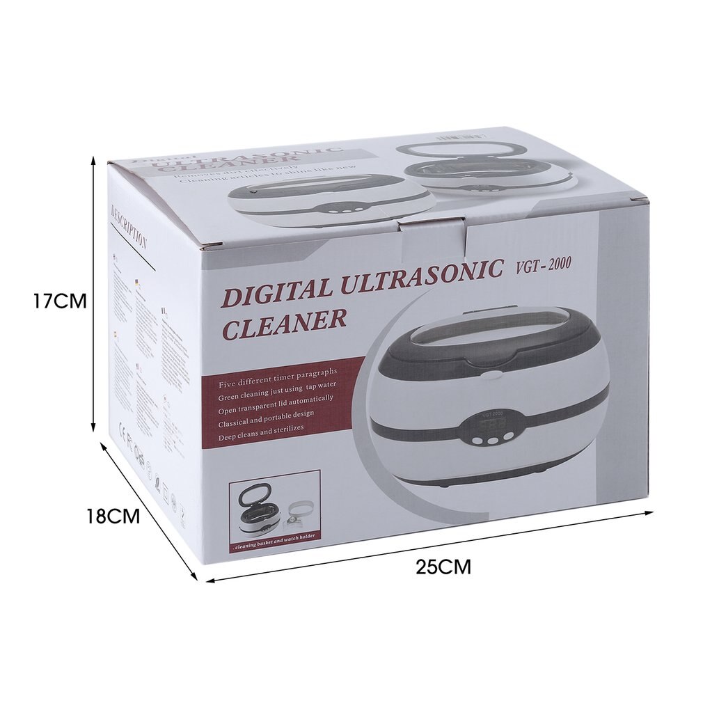 Intelligent VGT-2000 600ml Mini Sonic Wave Ultrasonic Cleaner For Eyeglasses Jewelry Circuit Board With Basket EU Plug