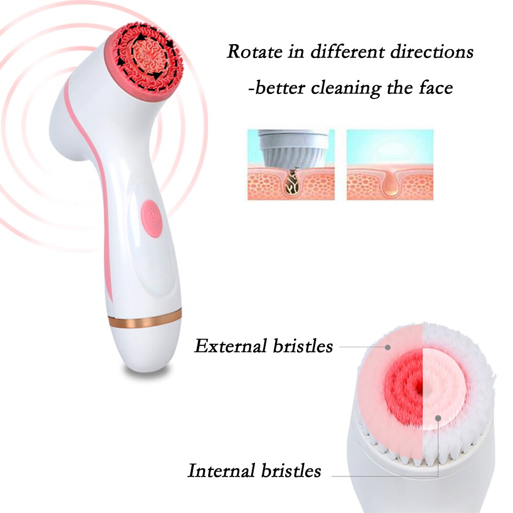 Ansigtsrensende børste sonic nu face spin brush set galvanica facial spa system til hud dybderensning fjern hudorm maskine